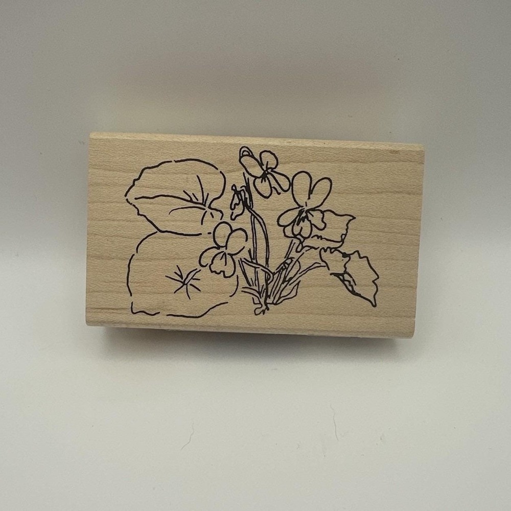 Annette Allen Watkins Violet Plant F1770 Wood Mount Rubber Stamp Vintage '99 New